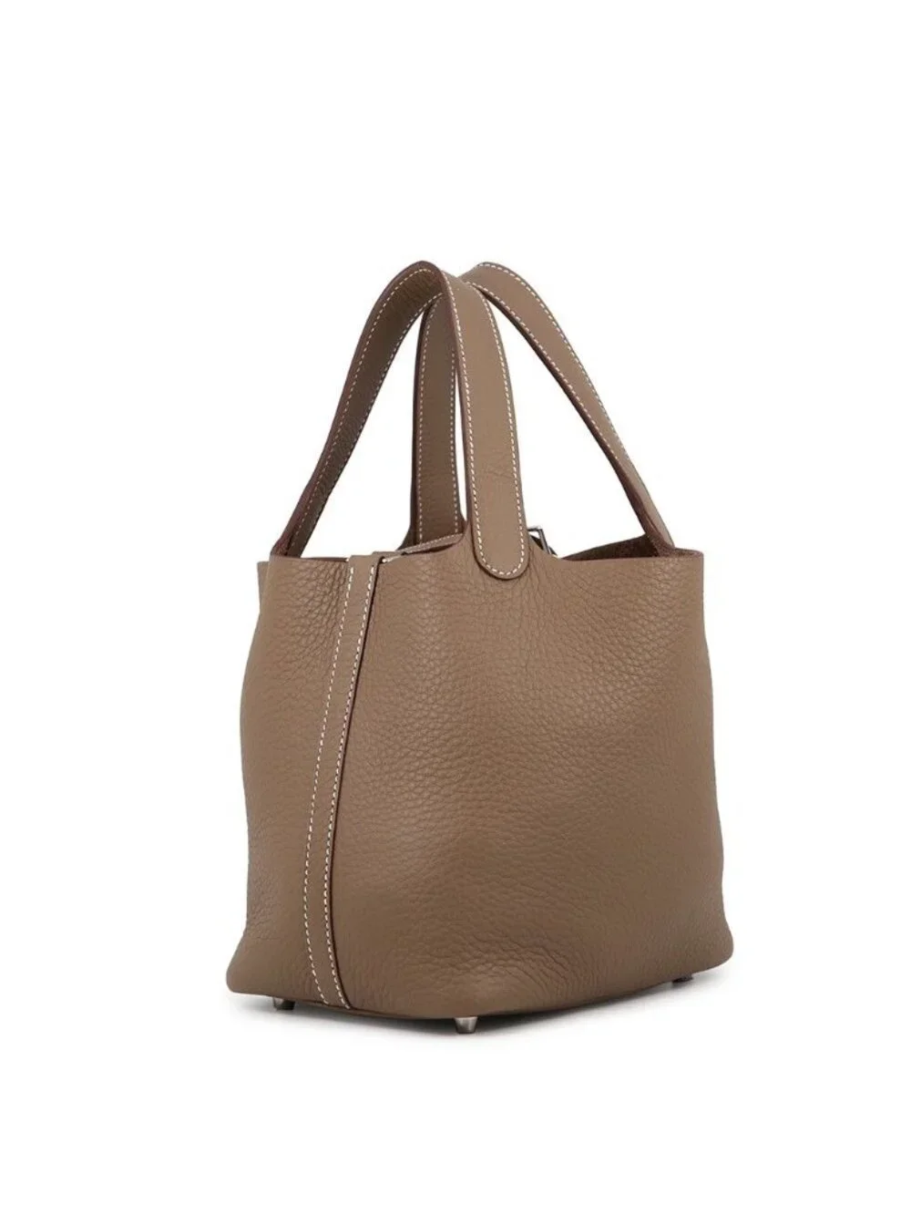 Hermes Handbag Picotin Lock PM Etoupe Silver Taurillon Clemence Tote